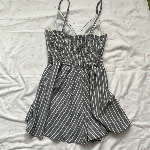 Grey and White Stripped Romper - Picture 3 of 4